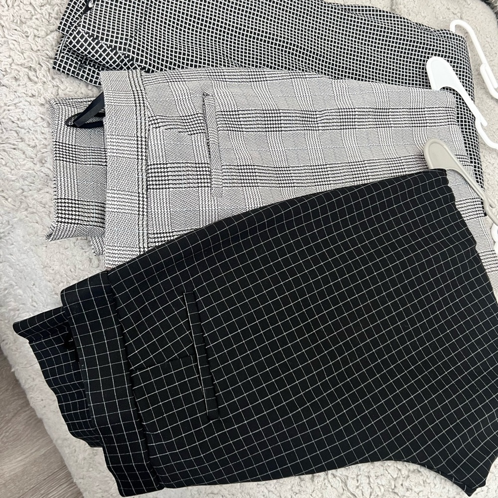 Amanda & Chelsea Black and White Windowpane Dress Pant Bundle